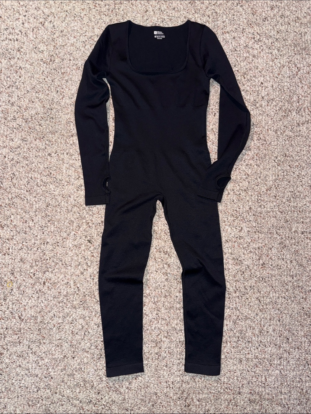 Uniqlo Black Long-Sleeve Scoop Neck Jumpsuit